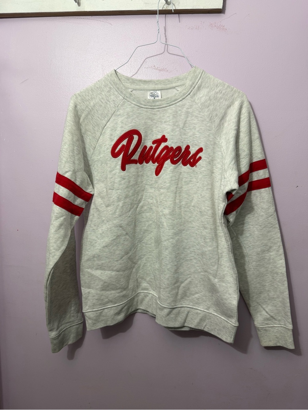 Rivalry Threads Light Gray Sweatshirt with Red Rutgers Script